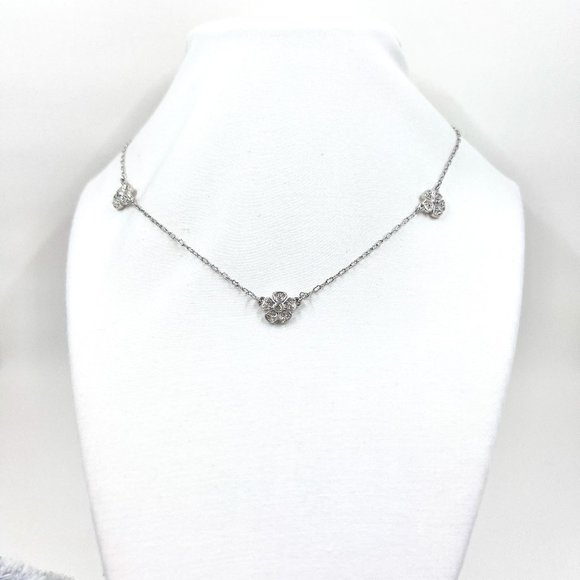 New York & Company Jewelry - NWOT - NY & CO - Jeweled Flower Charms Silver Tone 16” Chain Necklace